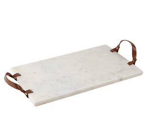 Marble Tray With  Leather Handles