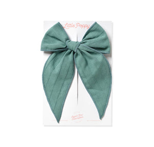 Embroidered Stripe Bow - Teal- Oversized