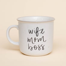 Load image into Gallery viewer, WIFE MOM BOSS RUSTIC CAMPFIRE COFFEE MUG
