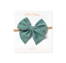 Load image into Gallery viewer, Embroidered Stripe Bow - Teal- Oversized
