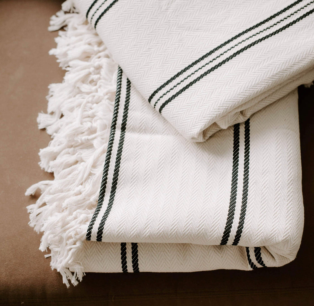 Kate Turkish Throw Blanket- Two Stripe